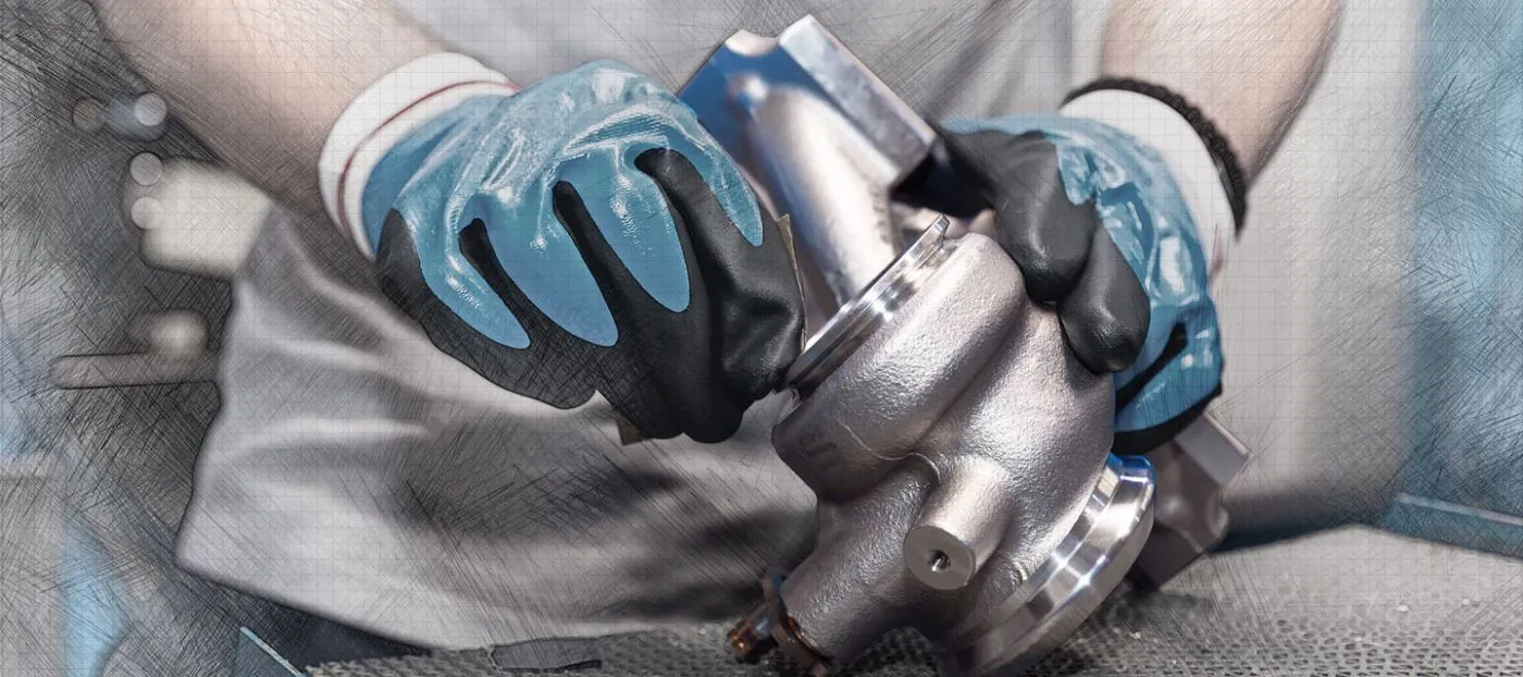 Machine parts being cleaned