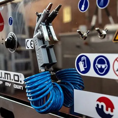 Close-up of Metalwash spray gun cleaning station