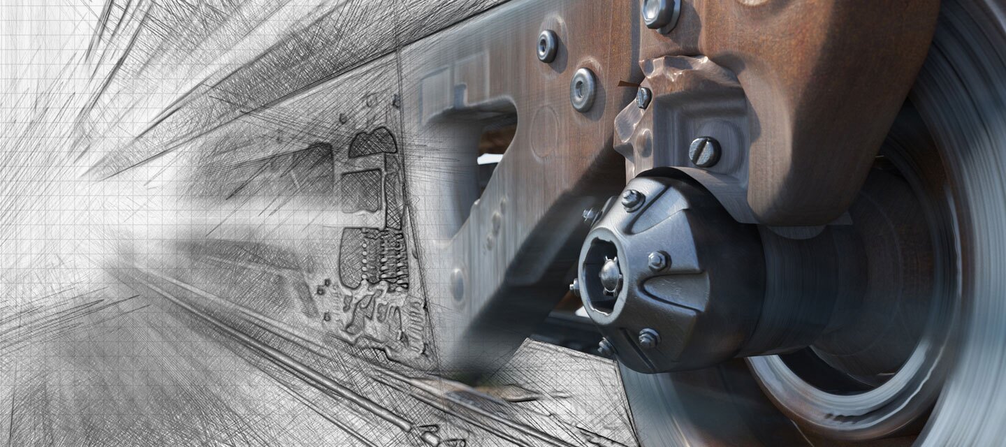Train wheels close-up