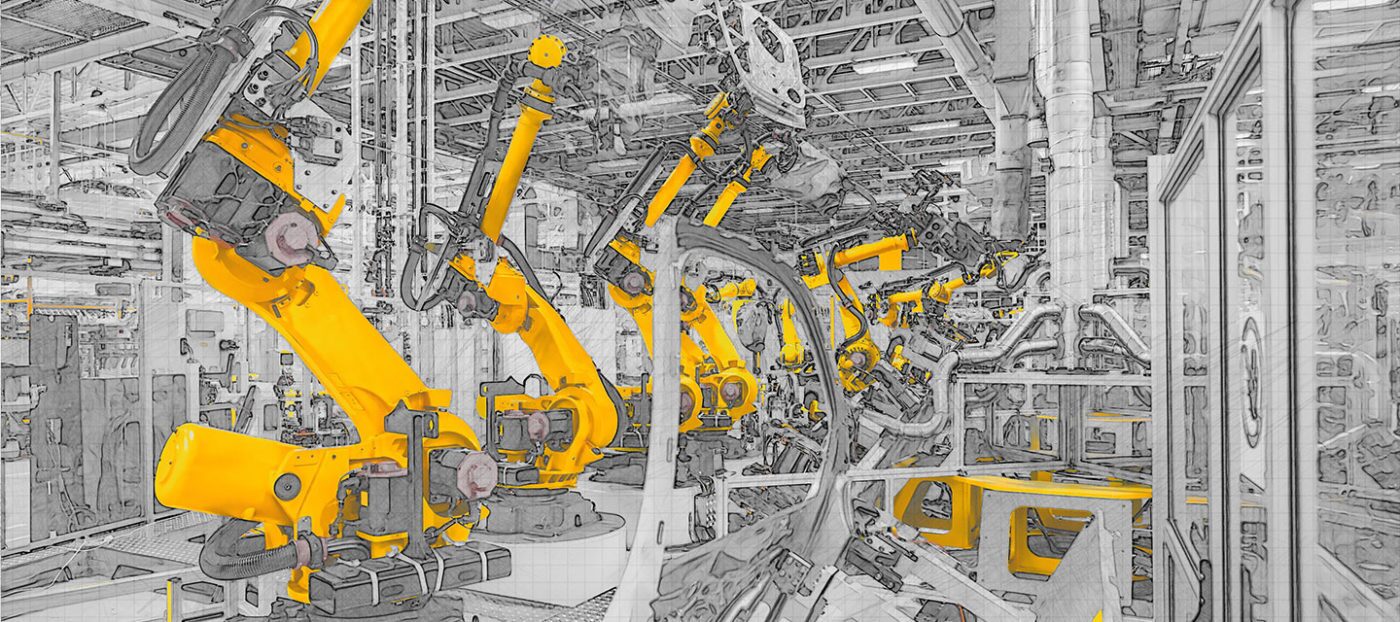 Machinery inside an auto manufacturing plant