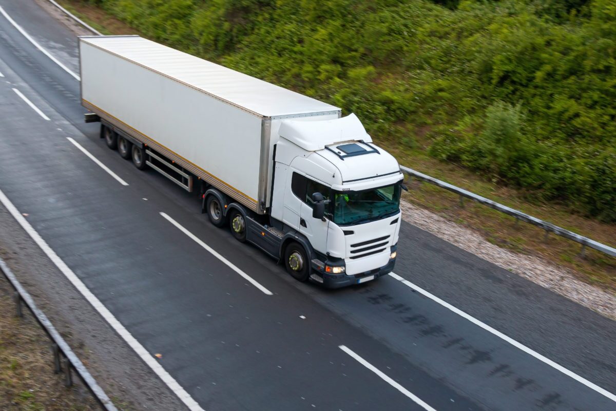 White lorry on motorway