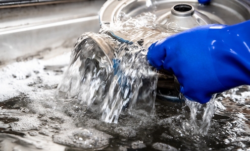 Parts being washed in Aqueous solution