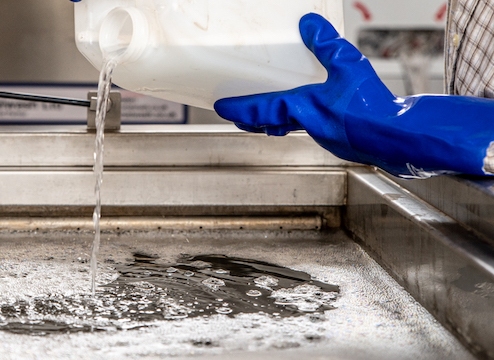 filling ultrasonic tank for parts washing