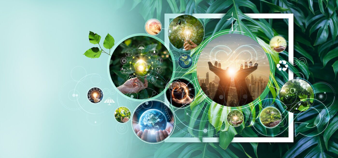 Sustainable development image in bubbles
