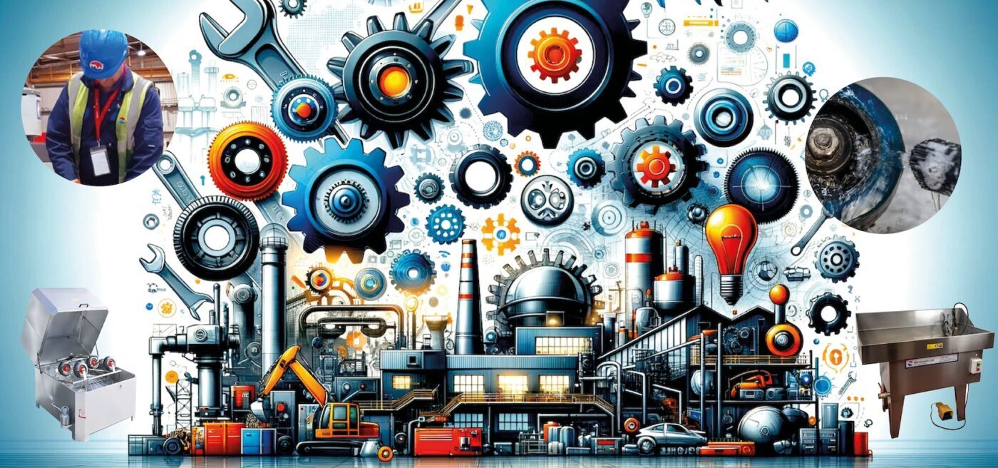 Graphic of multiple industries and Metalwash MRO machines